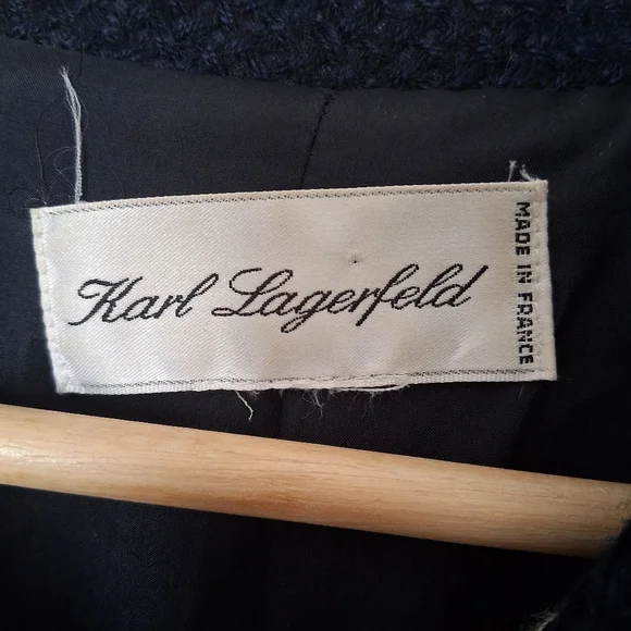 Vintage 80s Karl Lagerfeld Wool Boucle Tweed Blazer Fits Like US 10 GUC - Picture 13 of 16